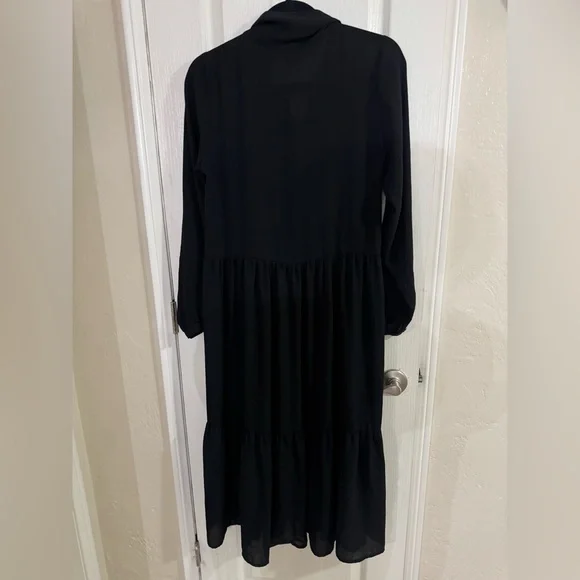 Monki Black Long Sleeve Dress, light weigh , - Picture 5 of 10